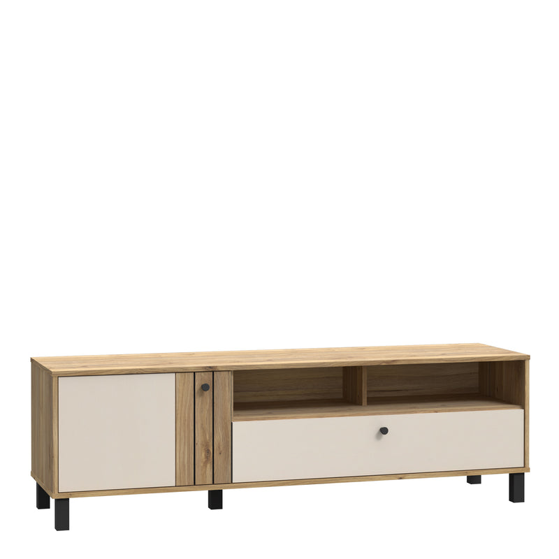 Grafton TV Unit n Cream and Oak — front view