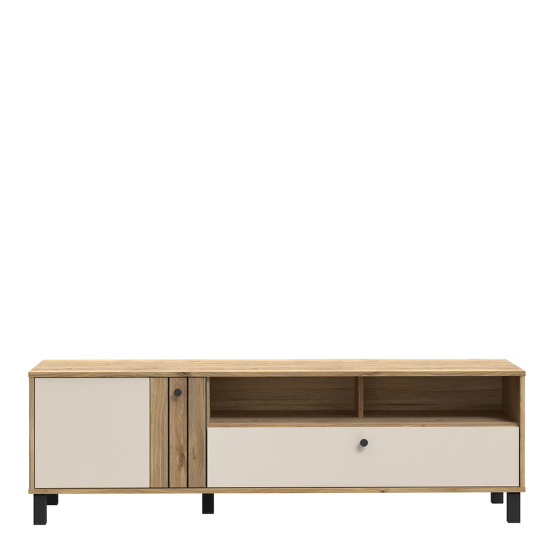 Grafton TV Unit n Cream and Oak — side angle