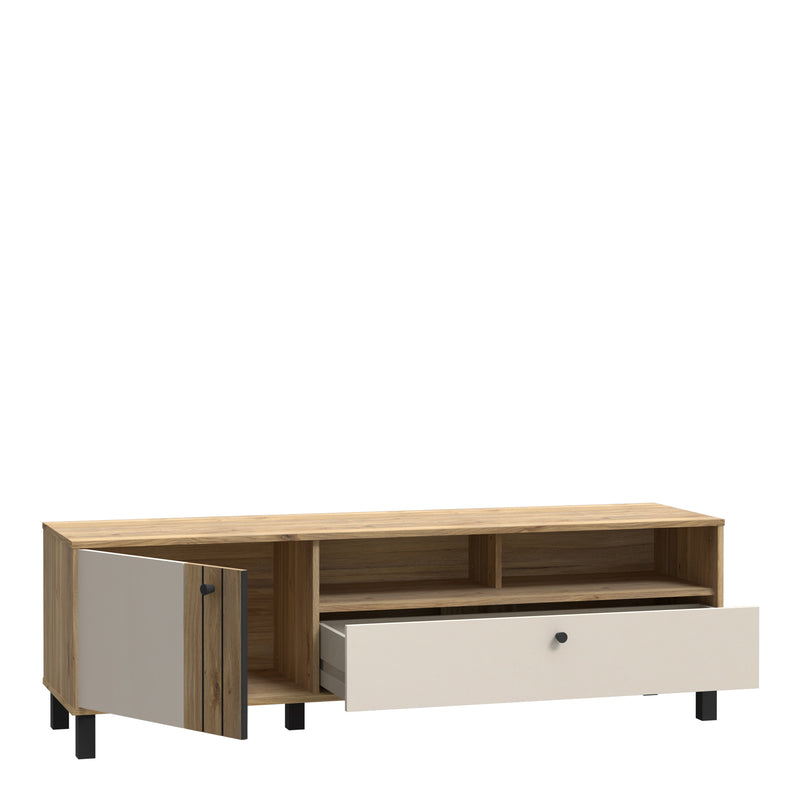 Grafton TV Unit n Cream and Oak — detail view