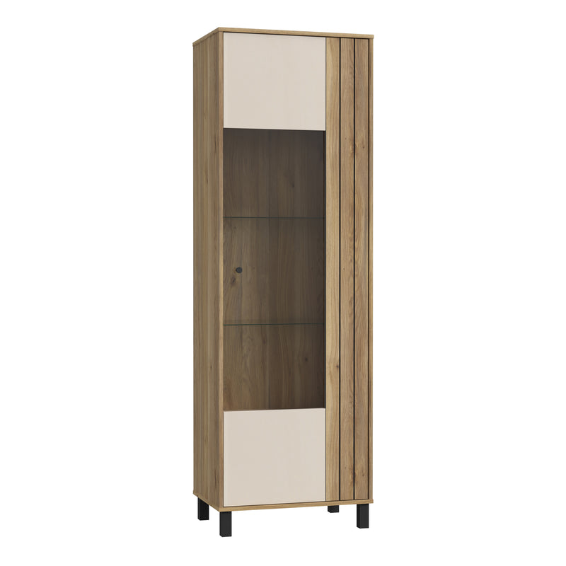 Grafton Glass Door Display Cabinet in Cream and Oak — front view