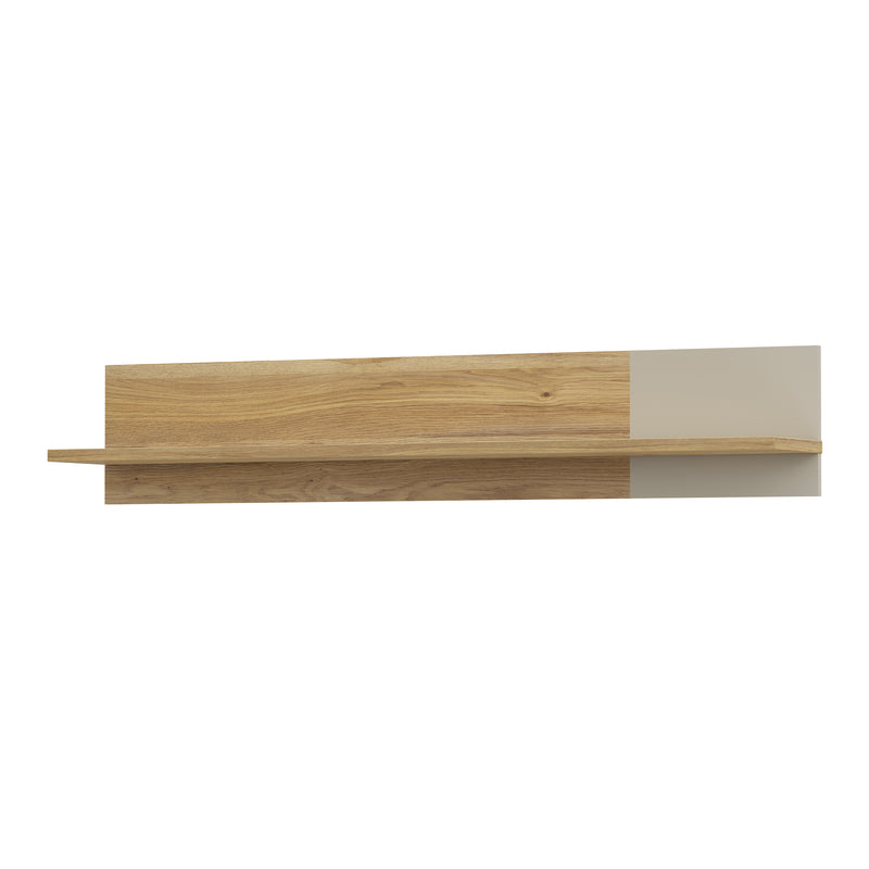 Bixbite Wall Shelf with Sliding Panel in Mauvella Oak and Sand — detail view