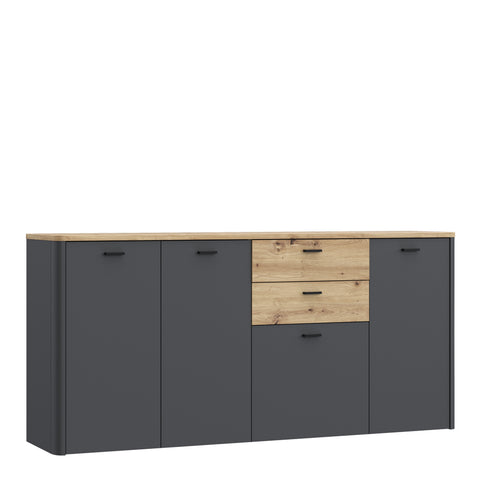 Klara 4 Door 2 Drawer Chest in Grey and Oak — front view