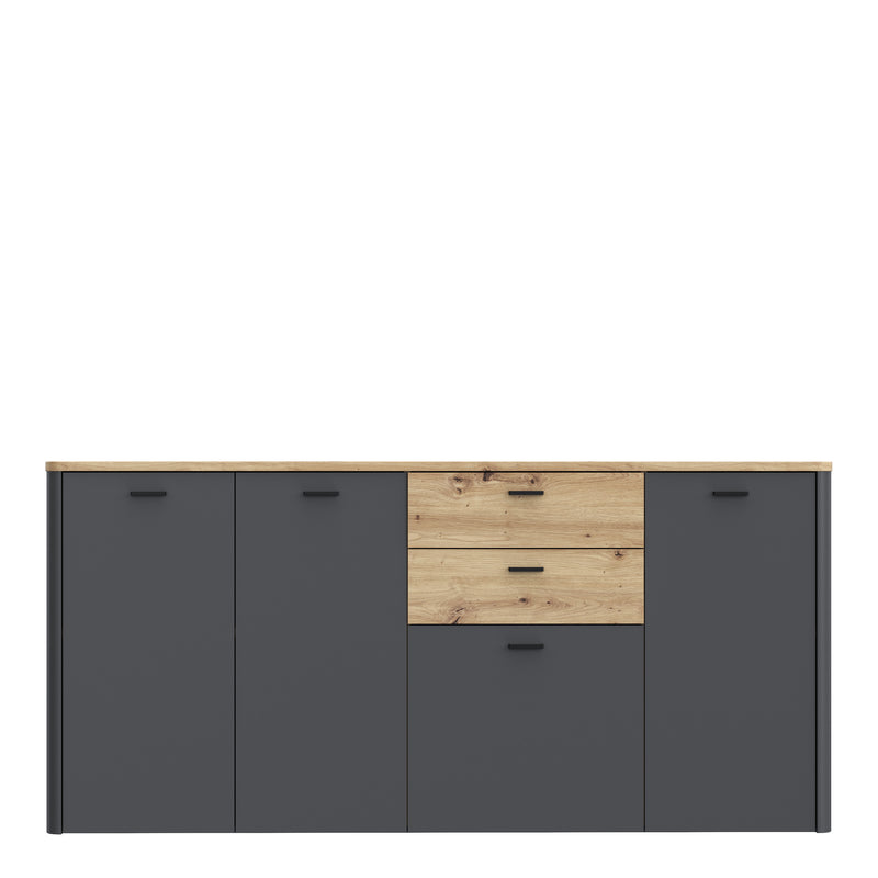 Klara 4 Door 2 Drawer Chest in Grey and Oak — side angle