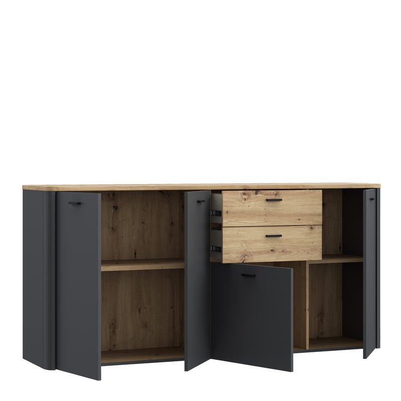 Klara 4 Door 2 Drawer Chest in Grey and Oak — detail view