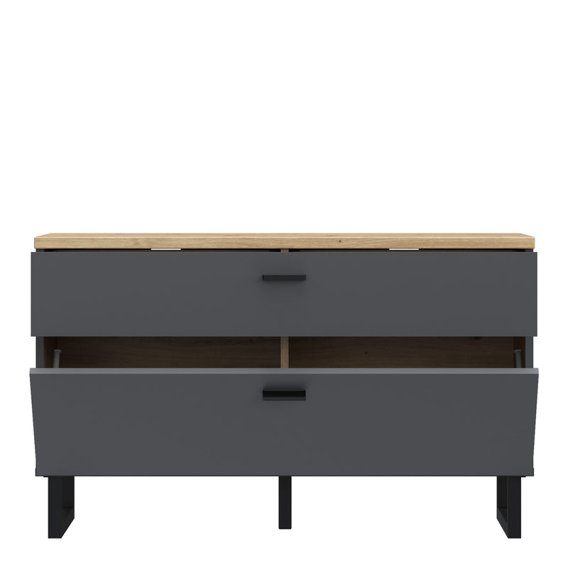 Klara TV Unit with 1 Drawer 1 Flip Door in Grey and Oak — alternative angle