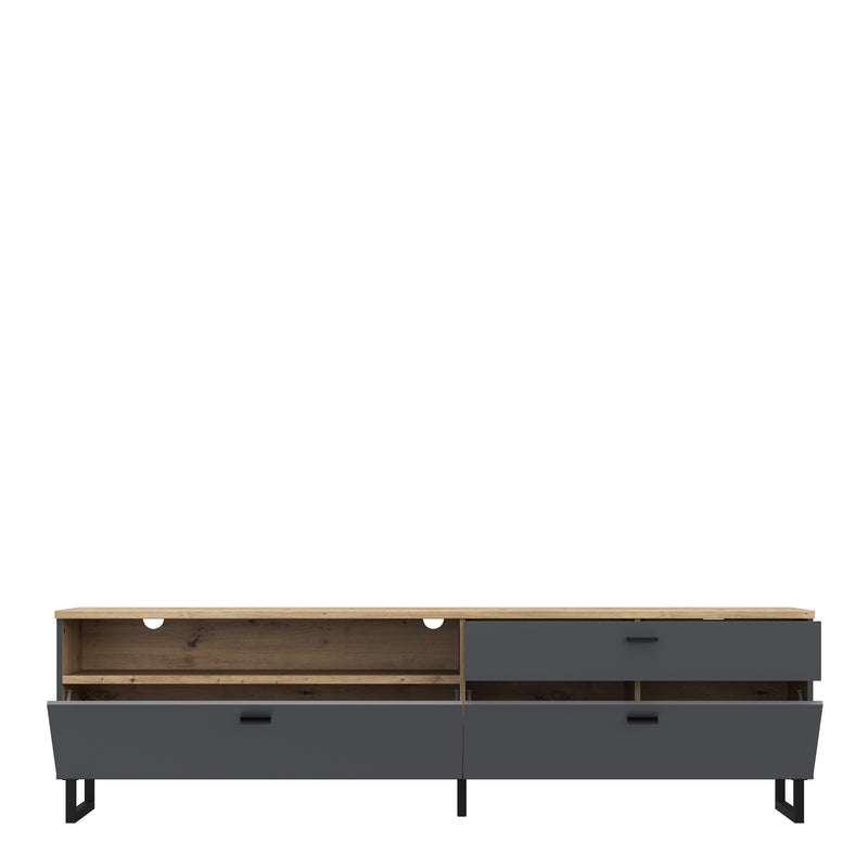 Klara TV Unit with 1 Drawer 2 Flip Doors in Grey and Oak — alternative angle