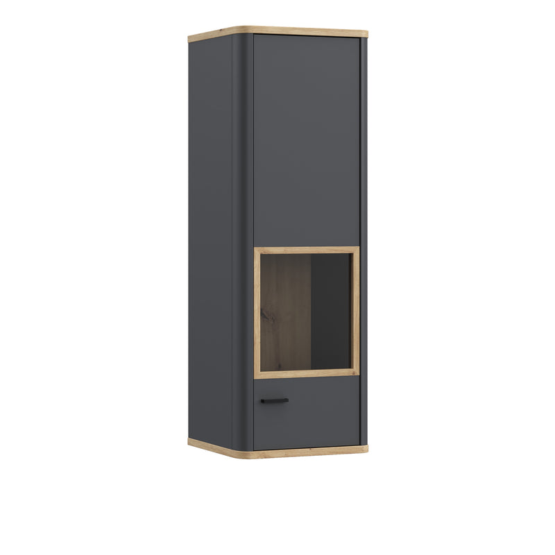 Klara Display Cabinet with 1 Glass Door in Grey and Oak — view