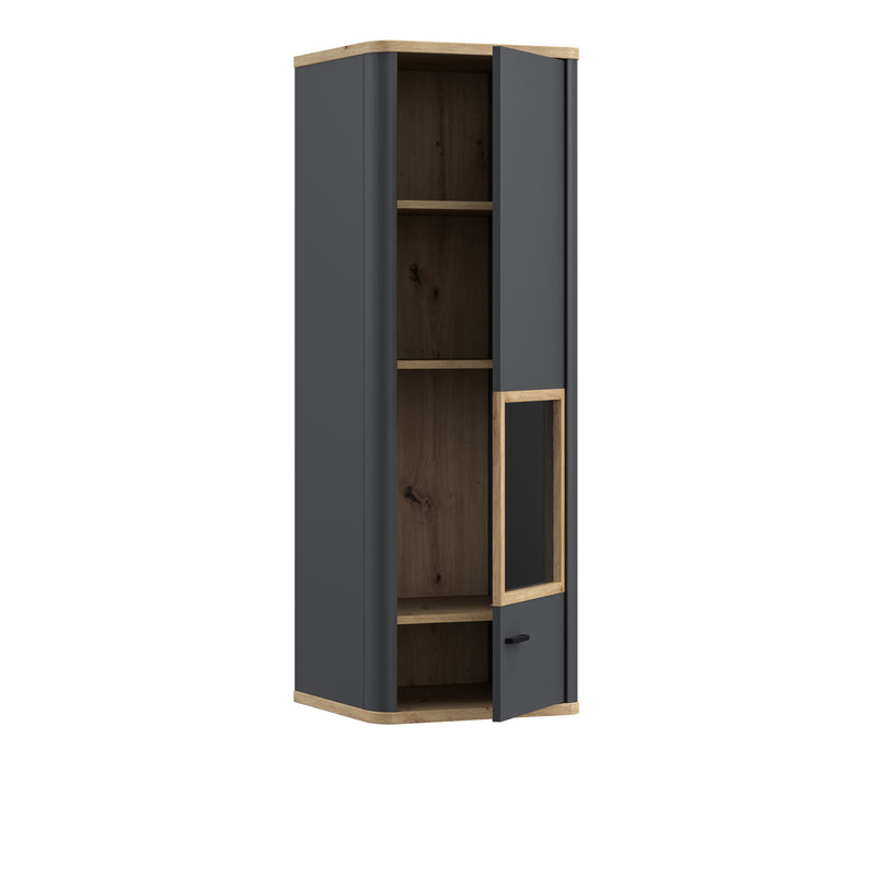Klara Display Cabinet with 1 Glass Door in Grey and Oak — detail view