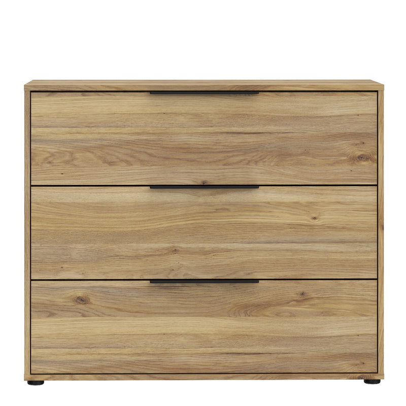 Orkney 3 Drawer Chest in Mauvella Oak — side angle