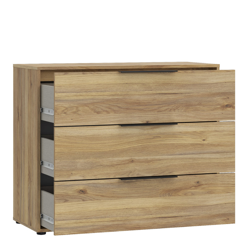 Orkney 3 Drawer Chest in Mauvella Oak — alternative angle