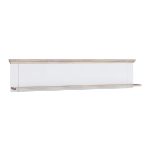 Pontypool Wall Shelf in White and Riva Oak — front view