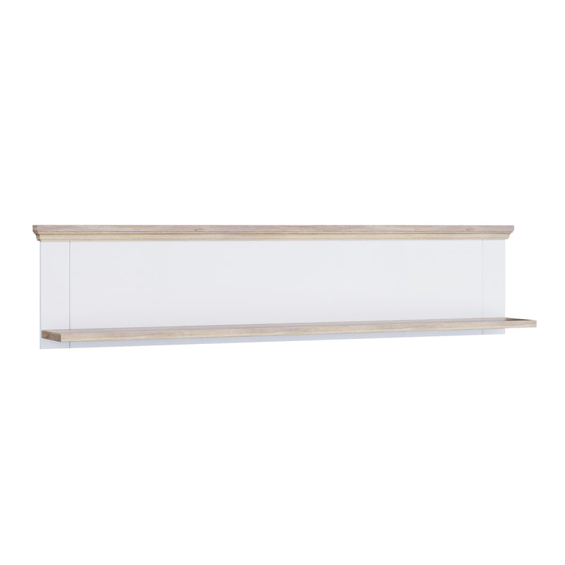 Pontypool Wall Shelf in White and Riva Oak — front view