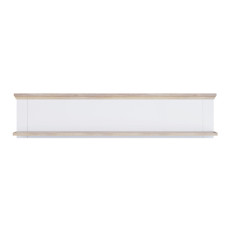Pontypool Wall Shelf in White and Riva Oak — side angle