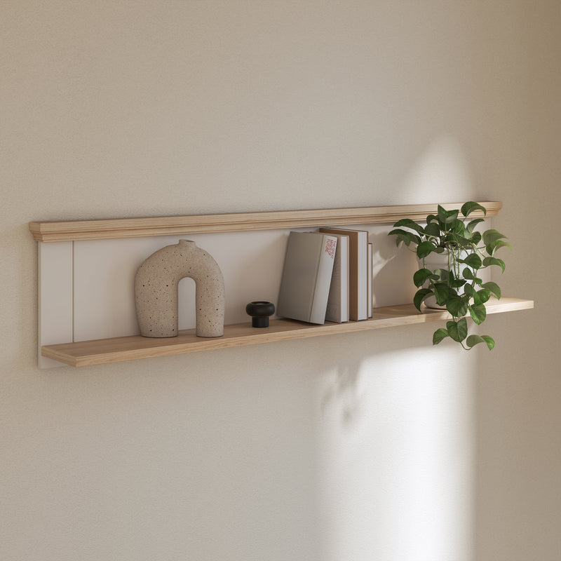 Pontypool Wall Shelf in White and Riva Oak — view 4l