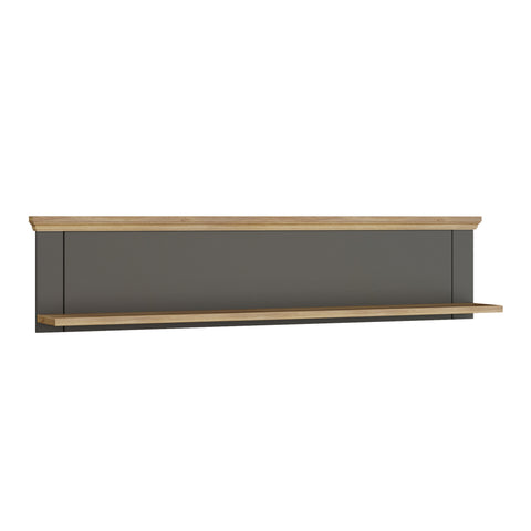 Pontypool Wall Shelf in Grey and Mauvella Oak — front view