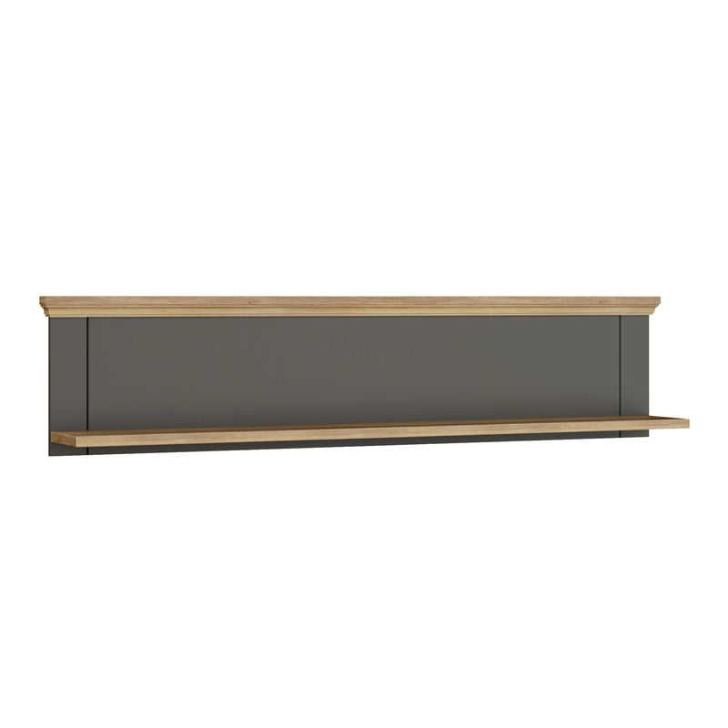 Pontypool Wall Shelf in Grey and Mauvella Oak — front view
