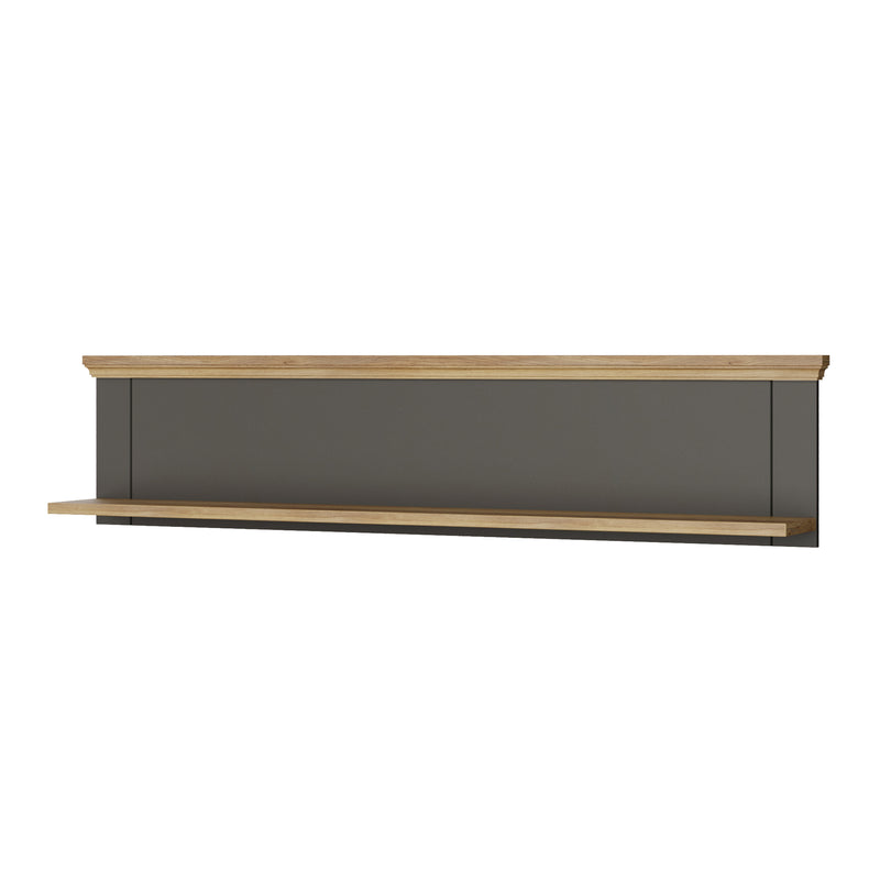 Pontypool Wall Shelf in Grey and Mauvella Oak — detail view