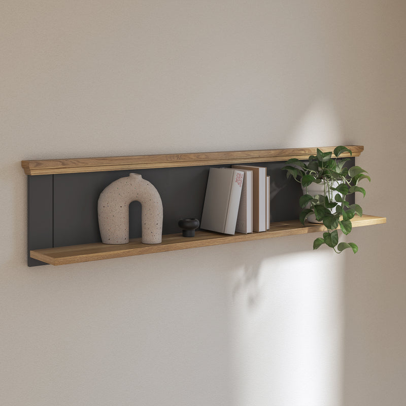 Pontypool Wall Shelf in Grey and Mauvella Oak — view 4l