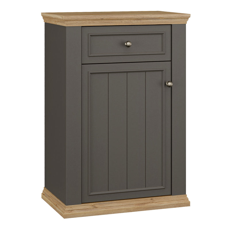 Pontypool Shoe Cabinet with Drawer in Grey and Mauvella Oak — front view