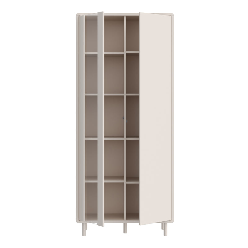 Playly Tall Storage Cabinet with Door and Concealed Open Shelving in Sand — alternative angle