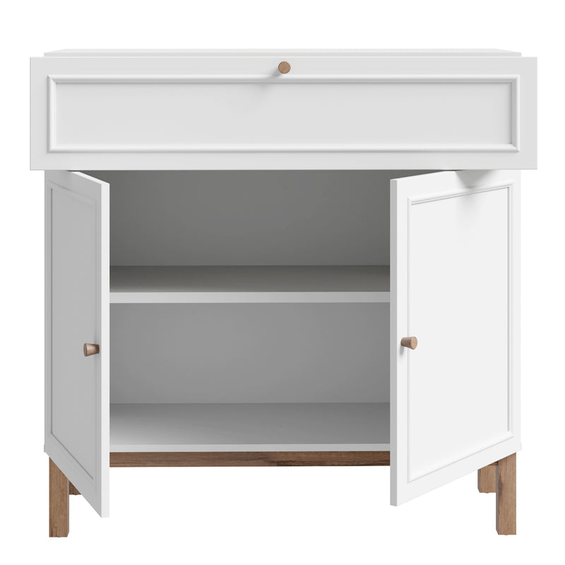 Wensley 2 Door 1 Drawer Console in Light Grey and Oak — alternative angle