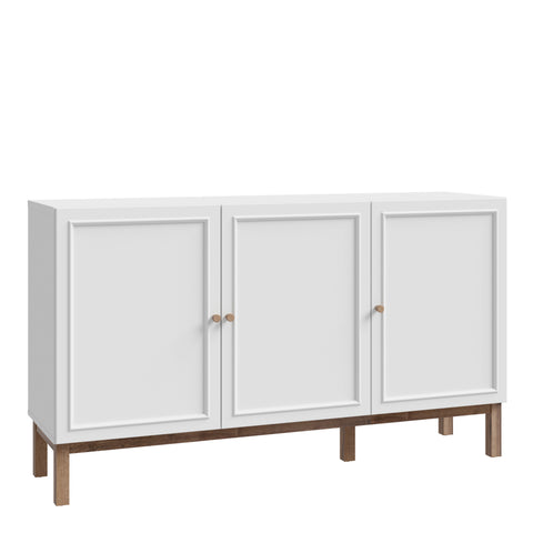 Wensley 3 Door 1 Drawer Sideboard in Light Grey and Oak — front view