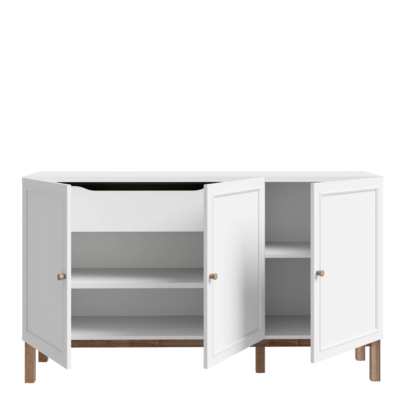 Wensley 3 Door 1 Drawer Sideboard in Light Grey and Oak — alternative angle