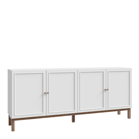 Wensley 4 Door 1 Drawer Sideboard in Light Grey and Oak — front view
