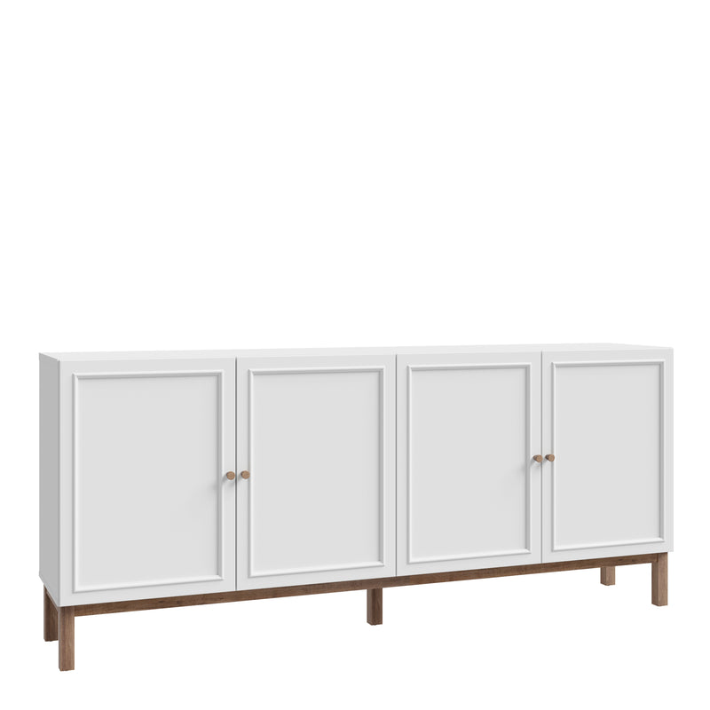 Wensley 4 Door 1 Drawer Sideboard in Light Grey and Oak — front view