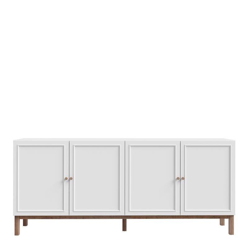 Wensley 4 Door 1 Drawer Sideboard in Light Grey and Oak — side angle