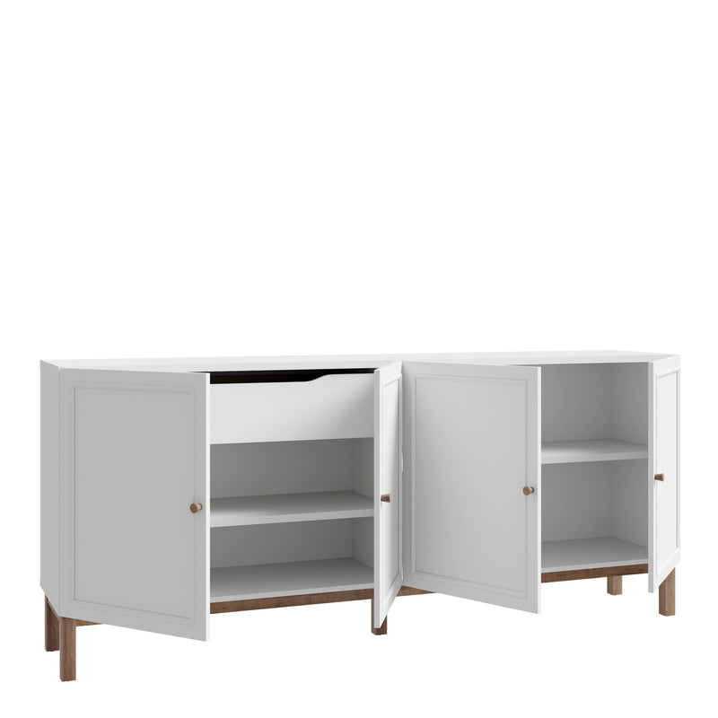 Wensley 4 Door 1 Drawer Sideboard in Light Grey and Oak — detail view
