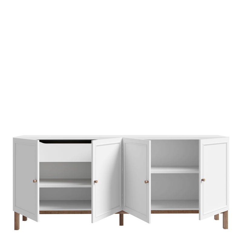 Wensley 4 Door 1 Drawer Sideboard in Light Grey and Oak — alternative angle