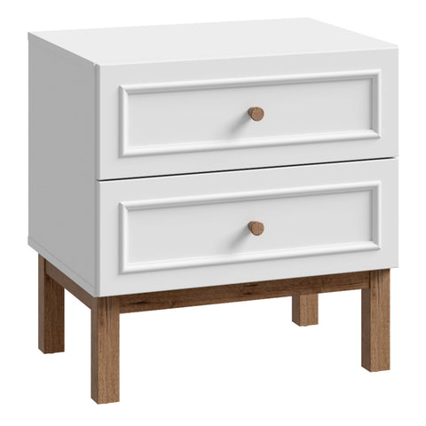 Wensley 2 Drawer Bedside Chest in Light Grey and Oak — front view