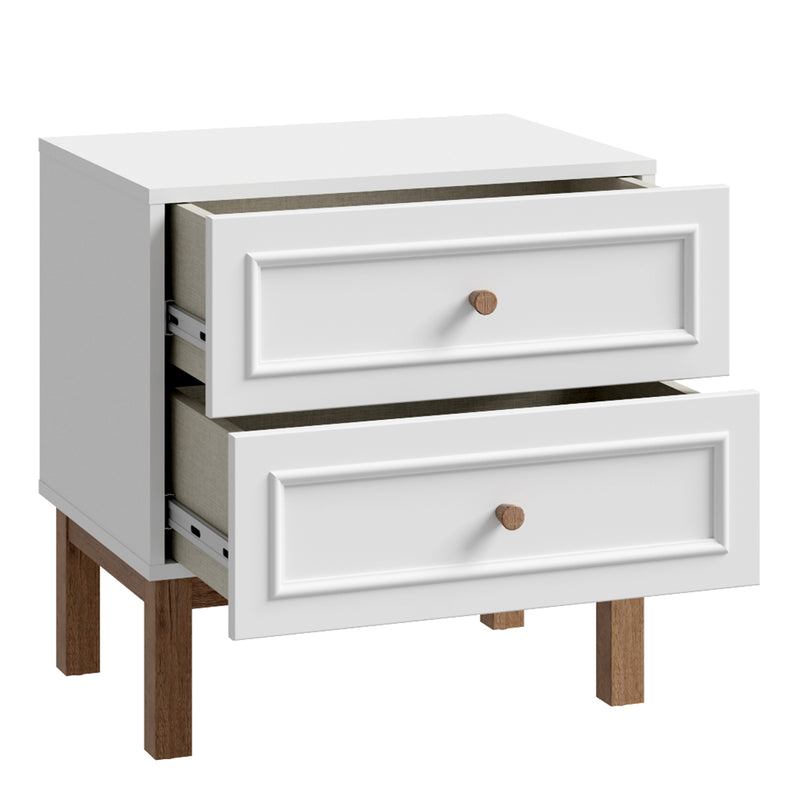 Wensley 2 Drawer Bedside Chest in Light Grey and Oak — detail view