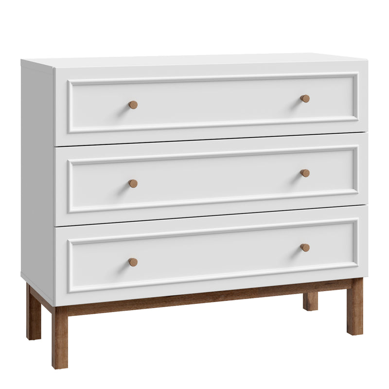 Wensley 3 Drawer Chest in Light Grey and Oak — front view
