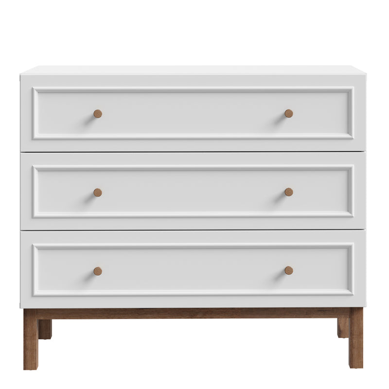 Wensley 3 Drawer Chest in Light Grey and Oak — side angle