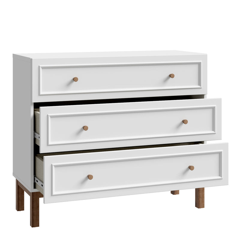 Wensley 3 Drawer Chest in Light Grey and Oak — detail view