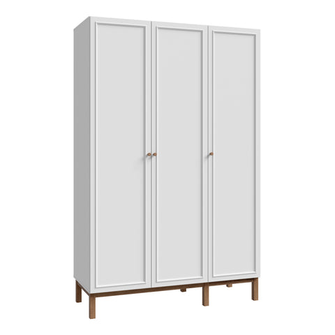 Wensley 3 Door Wardrobe in Light Grey and Oak — front view