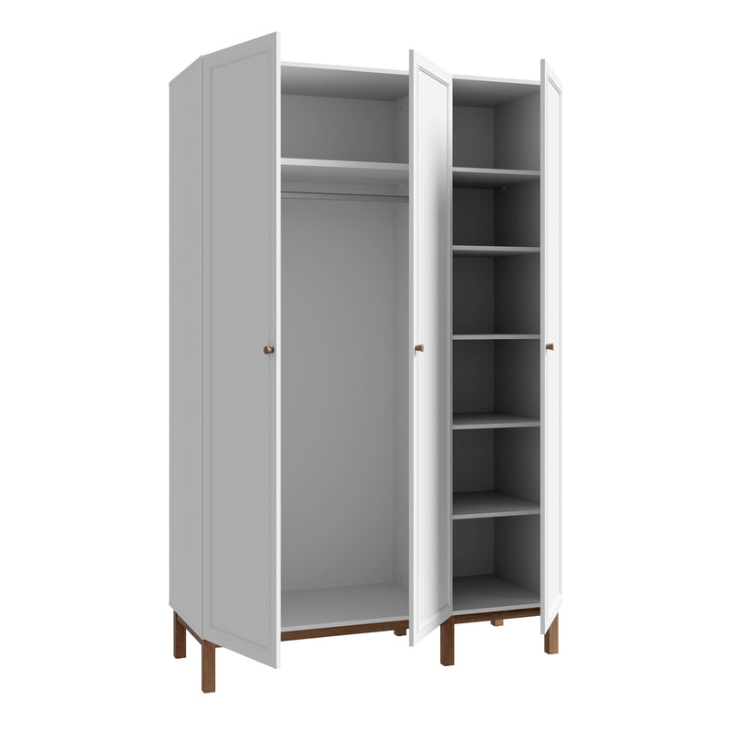 Wensley 3 Door Wardrobe in Light Grey and Oak — view