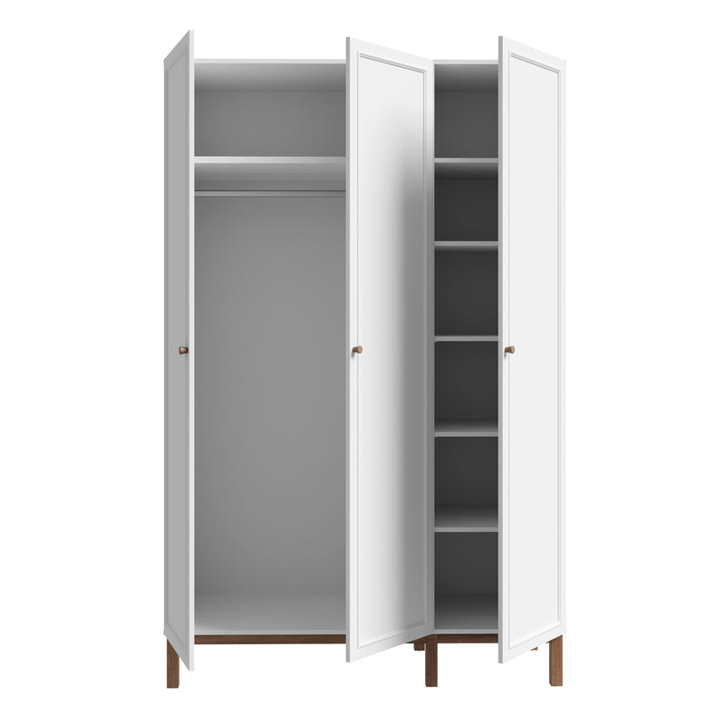 Wensley 3 Door Wardrobe in Light Grey and Oak — alternative angle
