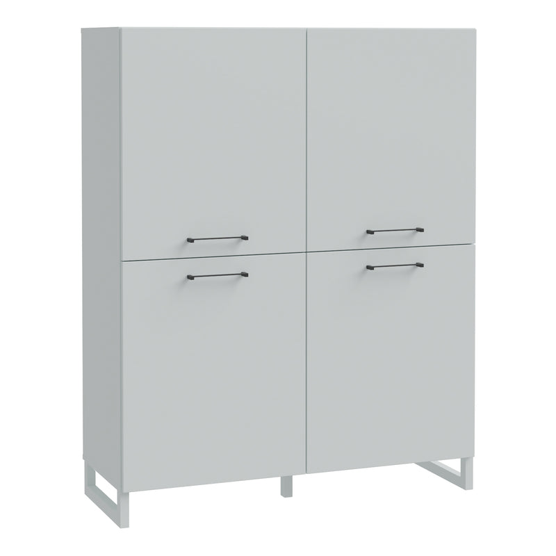 Sali 4 Door Highboard in Light Grey — front view