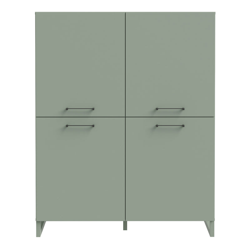 Sali 4 Door Highboard in Sage Green — side angle
