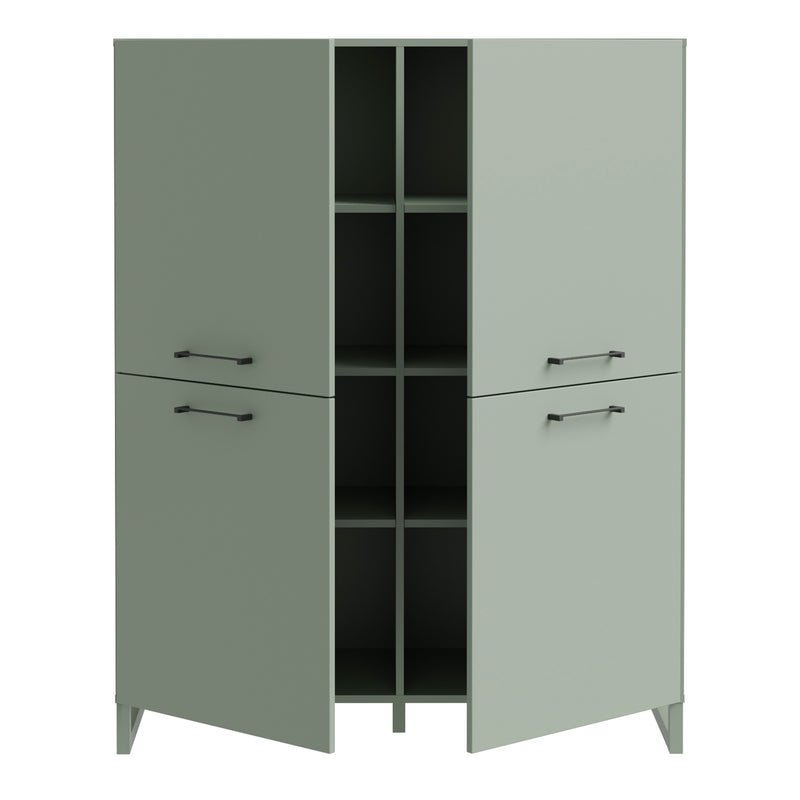 Sali 4 Door Highboard in Sage Green — alternative angle
