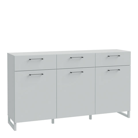 Sali 3 Door 3 Drawer Chest in Light Grey — front view