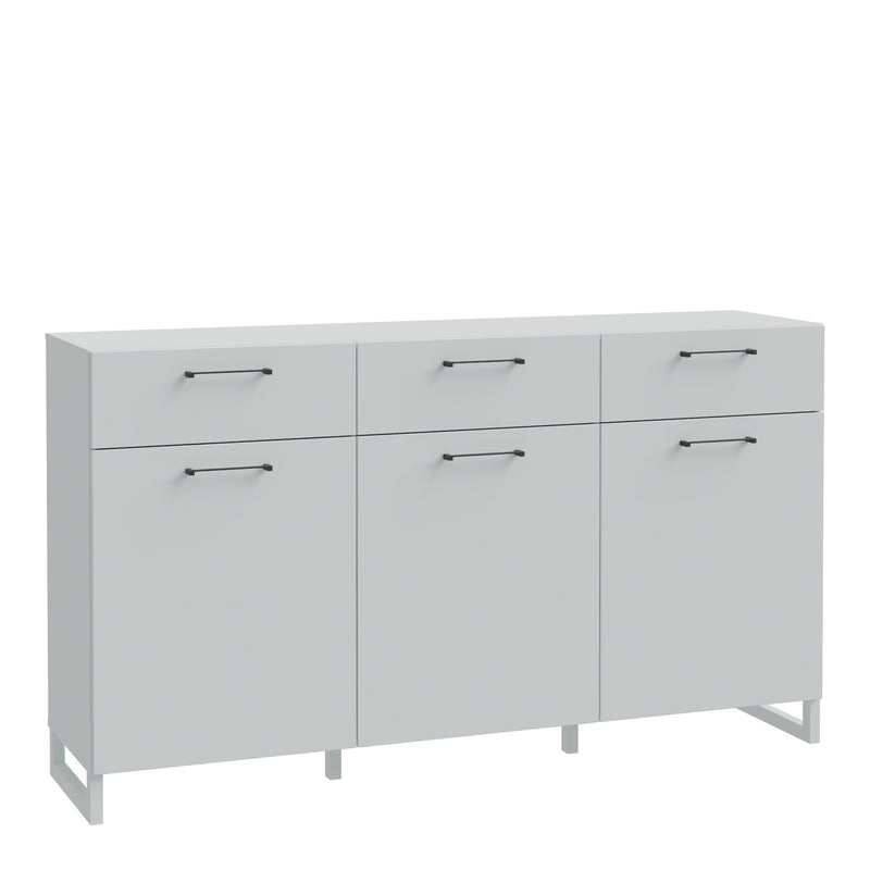 Sali 3 Door 3 Drawer Chest in Light Grey — front view