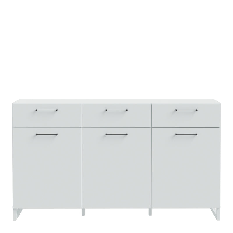 Sali 3 Door 3 Drawer Chest in Light Grey — side angle