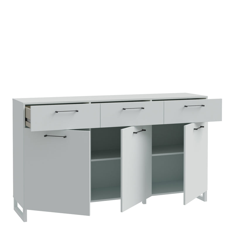 Sali 3 Door 3 Drawer Chest in Light Grey — detail view