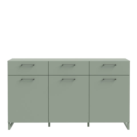 Sali 3 Door 3 Drawer Chest in Sage Green — side angle