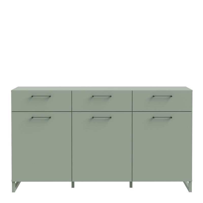 Sali 3 Door 3 Drawer Chest in Sage Green — side angle