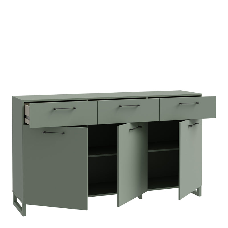 Sali 3 Door 3 Drawer Chest in Sage Green — detail view